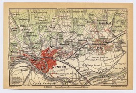 1910 Antique City Map Of Vicinity Of Arnhem / Holland Netherlands - £13.64 GBP