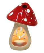 Whimsical Cottage Magic Red Toadstool Mushroom Ceramic Votive Candle Holder - $23.07 CAD