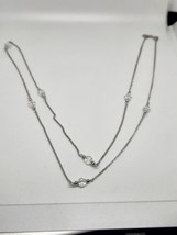 Vintage Avon 1977 30&quot; Long Silver Plate &amp; Crystal Bead &quot;Crystalique&quot; Necklace - £10.07 GBP