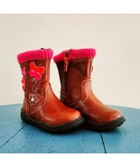 Buster Brown Toddler Girls&#39; Brown Boots Flowers &amp; Butterflies Appliqué S... - $176.95 MXN
