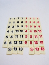 Rummikub Tile Lot 54 Red Black Joker Numbered Tiles Parts Craft Pieces - £3.98 GBP