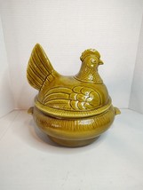 Vtg Large MCM Avocado Green California Pottery USA Chicken Hen Tureen Casserole - £21.67 GBP