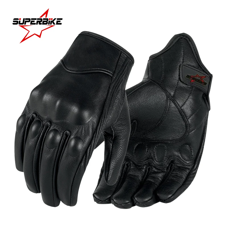 Motorcycle Gloves Leather Touch Men Genuine Goatskin Sports Cycling Glove - £19.67 GBP+