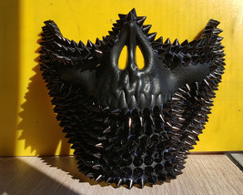 handmade gothic black spike skull mask for halloween - £41.66 GBP