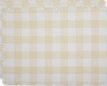 Set of 2 Fringed Cotton Placemats(13&quot;x19&quot;)PLAID BUFFALO CHECK,NATURAL YE... - £10.32 GBP