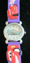 NOS child&#39;s Cars &quot;Flo&quot; quartz wristwatch with 3-D purple rubber strap - £11.68 GBP