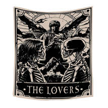 Anyhouz Tapestry Black Beige Lovers 150X150 cm Tarot Card Psychedelic Scene Art  - $36.90