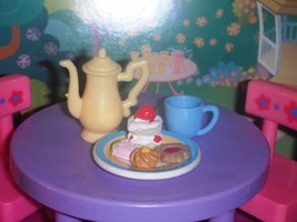 Barbie Blue Yellow Tea and Pastry Set Barbie Play Food Accessories Strawberry SC - £6.25 GBP