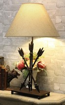 Cast Iron Southwestern Native Indian Boho 3 Crossed Arrows Table Lamp With Shade - £95.56 GBP
