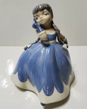Vintage Dancing Girl in Blue Gown Figure w/ Braids 7&quot; HOLLAND MOLD Ceram... - £29.14 GBP