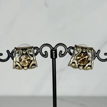 Chico's Gold Tone Rhinestone Studded Post Earrings Pierced Pair - £5.44 GBP