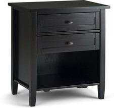 Simplihome Warm Night Stand Solid Wood 24 Inch Wide Transitional Bedside - £206.99 GBP