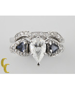 2.00 Carato Diamante &amp; Zaffiro 18k Oro Bianco Matrimonio Ring Set Misura... - $234,566.80 MXN