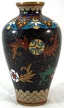 Antique Japanese Goldstone Cloisonne Enamel Vase Meiji Period Bright Colors - £80.60 GBP
