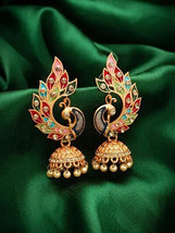 22K Gold Plated Peacock Jhumka Jhumki Earrings for Women - £13.68 GBP