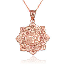 14K Rose Gold Om Lotus Mandala Pendant Necklace - £141.05 GBP+