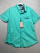 Xios New York Button Up Shirt Men Size L Tapered Fit Short Sleeves Beach Summer - £15.51 GBP