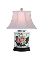 Beautiful Oval Shaped Tobacco Leaf Porcelain Table Lamp 18&quot; Tall - £192.38 GBP