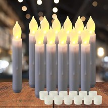 White 12 Pcs. 6 Point5&quot; Flameless Led Taper Candles, Battery, No Remote. - £24.00 GBP