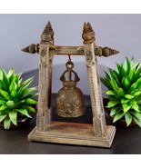 Temple Bell Stand Handmade Bronze Wood Meditation Decoration Yoga Buddha - $2,333.66 MXN