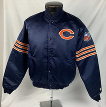 Vintage Starter Satin Jacket Chicago Bears NFL Football Men’s Large USA 80s 90s - £70.69 GBP