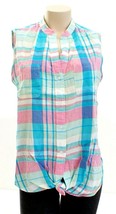Max Studio Multi-color Plaid Button Front Sleeveless Shirt Women&#39;s NWT - $78.99
