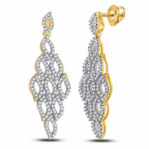 10kt Yellow Gold Womens Round Diamond Symmetrical Dangle Earrings 3/4 Cttw - £497.51 GBP