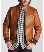 New Bomber Leather Jacket Biker Men&#39;s Real Genuine Lambskin Stylish Hand... - $2,344.69 MXN+