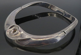 ZINA 925 Sterling Silver - Vintage Dark Tone Spiral Collar Necklace - NE1396 - £435.65 GBP