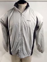 Vintage Reebok Men&#39;s Small Full Zip Lined Windbreaker Jacket Gray 42&quot; Chest - £13.45 GBP