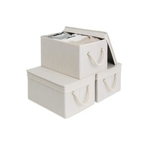 Storage Bins With Lids, Decorative Storage Boxes With Lids And Soft Rope Handles - £55.94 GBP