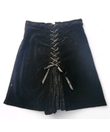 Vintage Tripp NYC Skirt Black Velveteen Corset Back Lace Goth Witchy Y2K 16 - €46,34 EUR