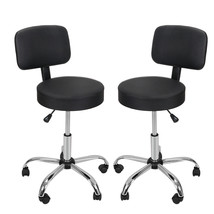 2X Designed Adjustable Salon Stool w/Backrest Beauty Salon Swivel Massag... - £97.29 GBP