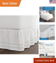 Elegant Ruffled Eyelet Bed Skirt, 14&quot; Drop for King Beds - Timeless Whit... - $850.02 MXN
