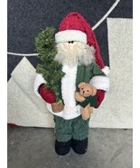 Vintage Woodland Old World Santa Claus In Green Suit With Tree And Bear ... - $31.98