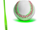 NEW Light Up LED Glow in the Dark Baseball &amp; Bat Bundle Lot green 29 inch - £14.02 GBP