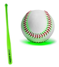NEW Light Up LED Glow in the Dark Baseball &amp; Bat Bundle Lot green 29 inch - £13.98 GBP