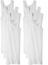Hanes Men&#39;s 6 Pack A-Shirts Classic Tagless Tanks - White - Small - £26.23 GBP+