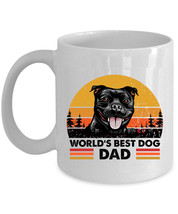 World&#39;s Best Black Stafforshire Bull Terrier Dog Dad Coffee Mug Retro Dog Cup - £12.13 GBP+