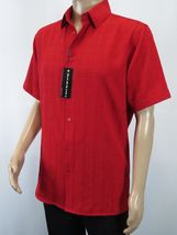 Men Short Sleeves Sports Shirt by BASSIRI Light Weight Soft Microfiber 60021 Red image 3