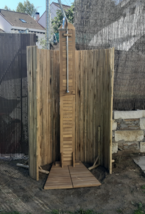 NEW Solid Teak Wood Outdoor Garden Backyard Patio Wooden Shower Showers Washer - £300.81 GBP