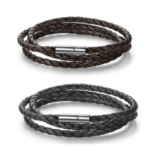 8 PACK OF Handmade Braided Leather Wrap Bracelets BROWN BLACK mens womens unisex - £16.42 GBP