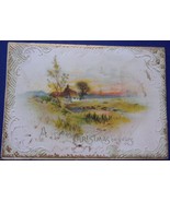 Victorian A Joyous Christmas Be Yours Winter Scene Card Late 1800s - $9.56 CAD