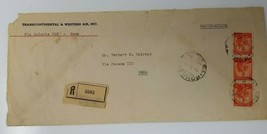Transcontinental Western Air TWA Rome Panama Empty Envelope 1950s - £11.32 GBP