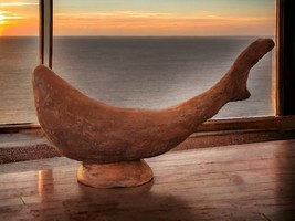 Whale Metal Sculpture Centerpiece Stand Nautical Décor 10&quot;x6.5&quot; At Tail Signed - £42.35 GBP