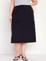 Old Navy Utility Midi Skirt Womens XL Tall Black Nylon Cargo Pockets NEW - £23.26 GBP