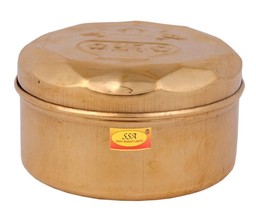 Puja-Box aus reinem Messing, Durchmesser 8,8 cm, Dibbi mit 5 Behältern für... - £31.08 GBP