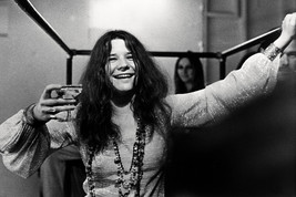 Janis Joplin iconic smiling holding glass of champagne 18x24 Poster - £19.13 GBP