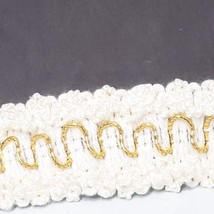 Vintage Metallic Gold tone and Cream Trim 2 3/4 Yards 1&quot; Wide - £11.61 GBP
