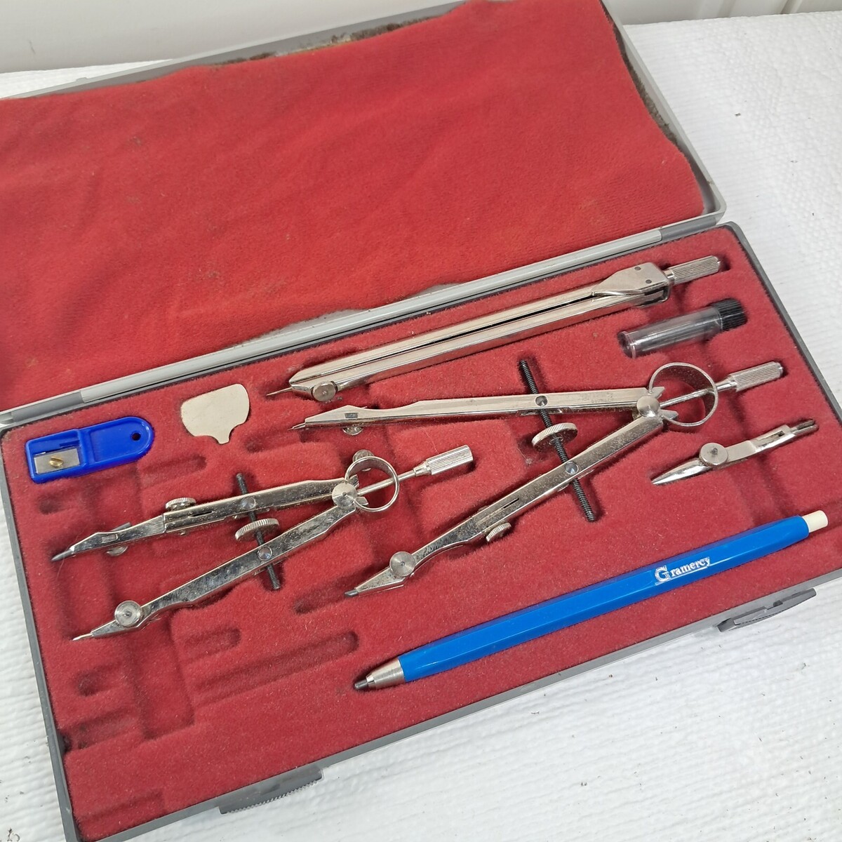 Vintage Gramercy drafting PO7 metal compass tool set kit made in Germany... - $23.00
